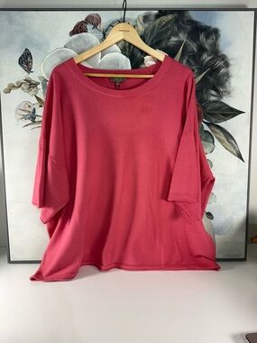 Milano Oversized Short Sleeve Top in Rose Pink